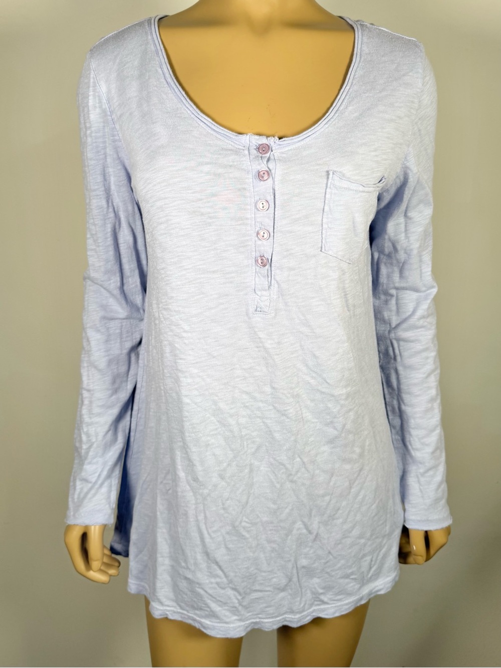 Soft Surroundings Women’s Size Small Long Sleeve Front Pocket Henley Top